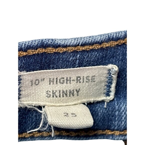 Madewell 10" High-Rise Skinny Jeans 25 Distressed Destroyed Medium Wash Denim - Picture 6 of 6